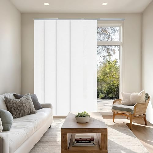 CHICOLOGY Embossed Textured Weave Fabric, Sliding Door Blinds, Room Divider,Vertical Blinds for Patio Doors, Sliding Glass Door Blinds, Porcelain (Light Filtering), W:46-86 x H: Up to-96 inches