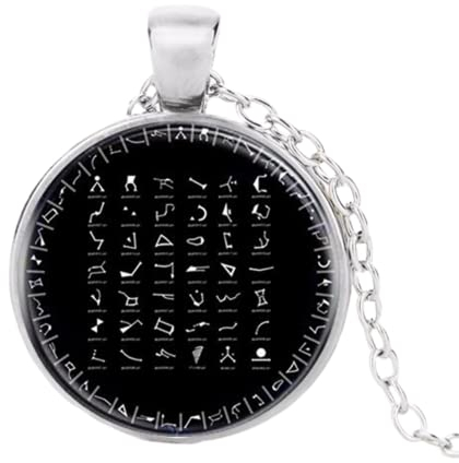 ZEIA3 Stargate Logo Halskette & Anhänger Cabochon Vintage Schwarz Kette Statement Halskette für Damen Herren, Zink