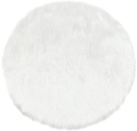 Generisch Dekofell weiß mit Silberstreifen | Fell Kunstfell Stuhlauflage Tischdeko | 40 cm