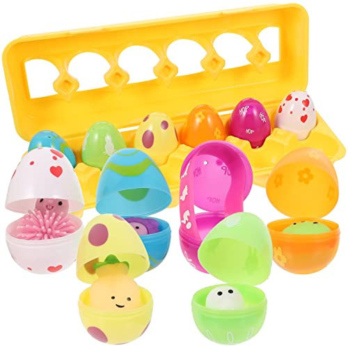 Amosfun 12st Ostereierschalen Tierisches Spielzeug Plüschtiere Spielzeug Zum Stressabbau Autos Spielzeug Auto Spielzeug Autospielzeug Eier Aufbewahrungskiste Karikatur Kind Plastik