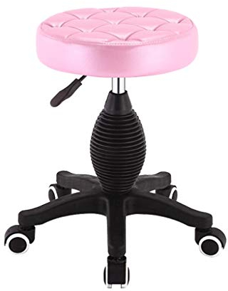 SIGOLY Hocker auf Rädern Runder Rollhocker mit hydraulischem Gaslift 360-Grad-Rollrad (Color : Pink) Marriage