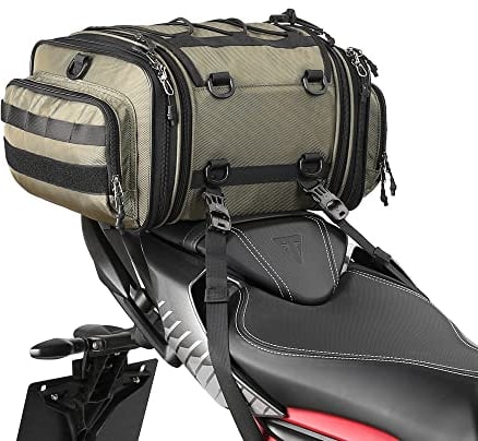 Rhinowalk Motorrad Hecktasche, wasserdichte Allwetter-/Kofferraum-/Gepäcktasche mit Sissy-Bar-Gurt,19-26L Grün