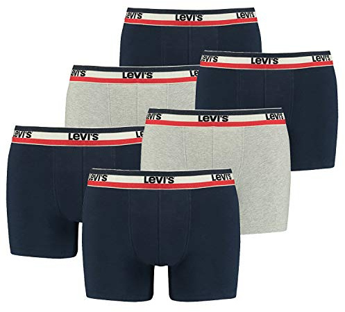 Levi's Herren Sportswear Logo Men's Boxer Briefs (6 Pack) Boxer Shorts, Farbe:Navy/Grey Melange, Bekleidungsgröße:M