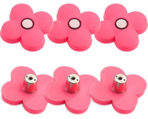 FUYIOCN Kinderzimmer SchräNke Griffe SchrankknöPfe MöBelknöPfe 6 Stück Schrank KnöPfe Schrankgriffe füR MöBel, Cabinet, Schubladen, KüChenschräNke,Gummi, Rosa BlüTen