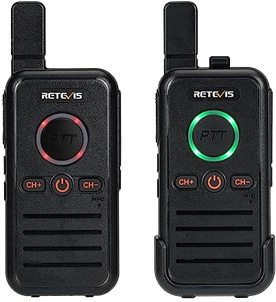 Retevis RB645 Walkie Talkie Rechargeable, PMR446 Handheld 2 Way Radio Compact, Dual PTT Radio, USB C VOX Hands Free, Professional Family Travel Walkie Talkie Camping (2 Pcs, Black)