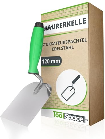 ToolSpace Cazzuola di precisione in acciaio inox con manico gommato, 120 mm, strumento preciso per l'applicazione di malta