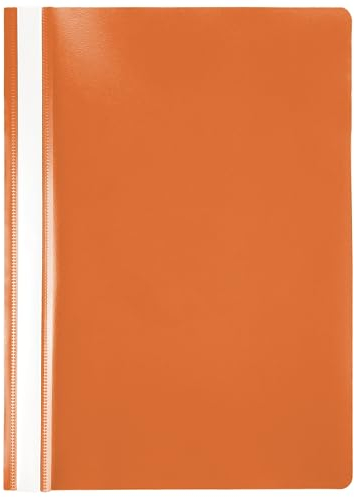 Netuno 1x Schnellhefter Kunststoff Hefter A4 Orange mit Klarsichtdeckel und Beschriftungsfeld Mappen zum Sortieren Aufbewahren Archivieren ideal für Schule Studium Büro Zuhause