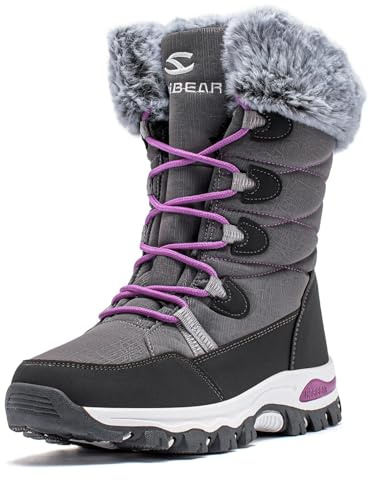 CLYCTIP Warm Gefüttert Winterschuhe Damen Schneestiefel Wasserdicht Outdoor Trekking Wanderschuhe Gr. 37-42