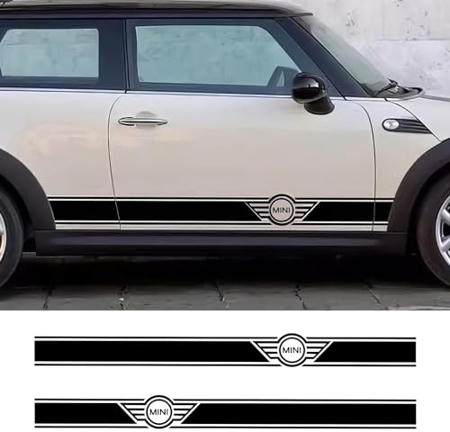 OYDDL Motorhaube Aufkleber Kompatibel mit BMW Mini Cooper Streifen Rennstreifen Universelle Autoaufkleber Tuch & Abstreicher (Schwarz)