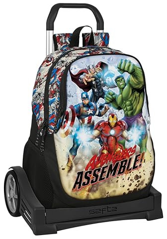 Safta AVENGERS FOREVER - Mochila Escolar, Espalda Ergonómica, con Carro Evolution, Ideal para Niños de Diferentes Edades, Cómoda y Versátil, Calidad y Resistencia, 32x16x44 cm, Multicolor