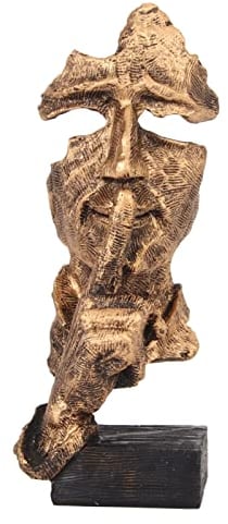 Cyrank Denker-Statue, Silence is Gold Statue, Abstrakte Kunstfigur, Moderne Desktop-Deko-Statue, Skulptur, Antike Denker-Statue Für Familienbüro, Bibliothek