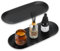2Pcs Bandejas Decorativas, Bandeja Negra de Acero Inoxidable, Bandeja Baño Pequeña Ovalada Elegante Acabado Pulido, Bandeja Decorativa Centro de Mesa para Joyería Postres Merienda Café Clave
