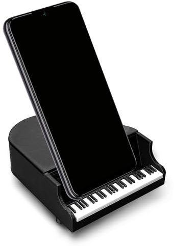 VELENTI Piano Phone Stand - Fancy Phone Holder For Bed, Office - Holds 8 cm Wide Phones for Piano Players, Music Lovers - Sturdy Desk Phone Stand
