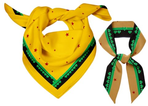 Xingbiyou JoJo's Bizarre Adventure Cosplay Zubehör,1 Stück Quadratischer Schal + 1 Stück Stirnband Haarband，Schal aus imitierter Seide [55 x 55cm] (Dio Brando)