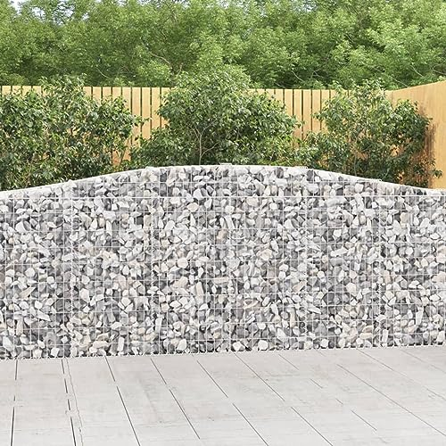 Chaduof Gabionen mit Hochbogen 10Stk Gabionenkörbe, Gabionen Hochbeet, Steinkorb, Gabionengitter, Kräuterspirale Für Garten, Drahtkorb Für Pflanzen, 400x30x100/120cm Verzinktes Eisen