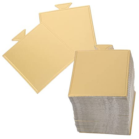100 Fogli Base Torte Quadrate in Cartone Dorato Per Esposizione Dessert Vassoi Usa E Getta Per Torte Mousse Ideali Per Compleanni E Feste