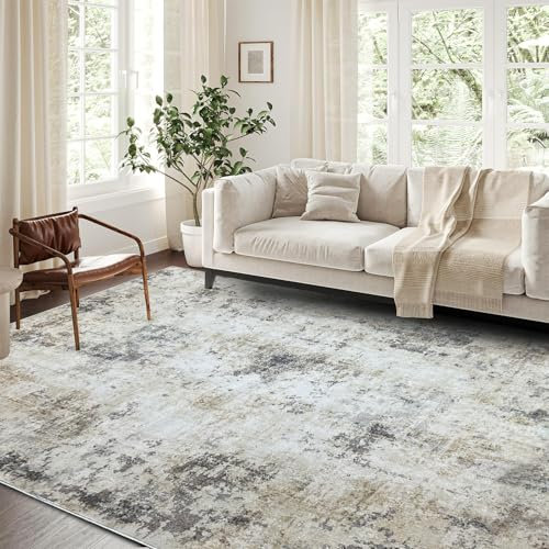 Cinknots Teppich Wohnzimmer Outdoor Teppich,Waschbar Weiche rutschfeste,Moderner Abstrakte Teppiche Passend für Wohnzimmer,Schlafzimmer und terrasse,Braun/Grau/Multi,200 x 250 cm