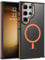 YINLAI for Samsung Galaxy S23 Ultra Magnetic Case Compatible with Magsafe Translucent Samsung S23 Ultra Phone Case Slim Protection Case for Samsung Galaxy S23 Ultra 6.8, Black/Orange