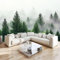 3D Panoramique Murale Forêt Brumeuse Pins Papier Peint Intissé 350x256 cm pour Salon Chambre Enfant Chambre Décoration Murale Poster Tableaux Photo Muraux