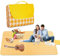 ZKGYUS Bequeme Picknickdecke,200x200cm,große strandtasche, Campingdecke,mit Griff,wasserdichte Unterseite,maschinenwaschbar, Faltbare Wanderdecke, weich und tragbar (Gelb Gitter)