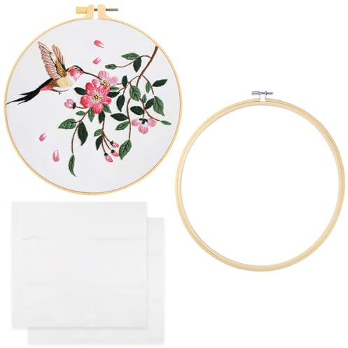 3 Pezzi Set da Ricamo per Principianti con capanno da ricamo e tessuto da ricamo Kit di Pratica di Ricamo per Principianti, Kit Iniziale（15 cm）