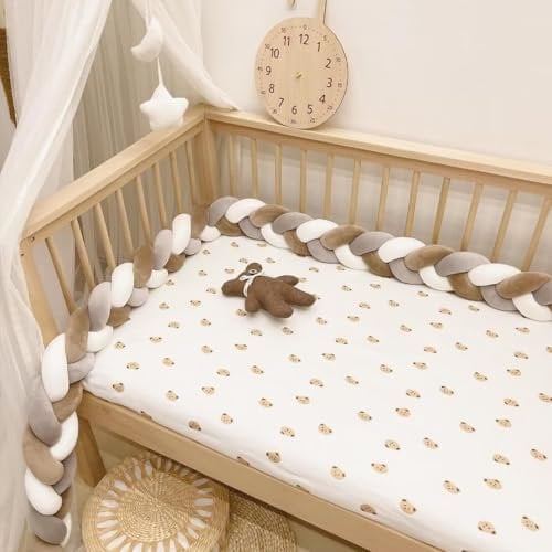 GYCS Babybett umrandungen bettschlange geflochten Baby bettumrandung seitenschläferkissen Baby geflochtene bettschlange stillkissen bettrolle zierkissen für babybett,N08,350CM