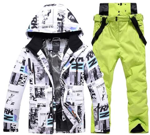 Ski Herren Jacke, Schneeanzug Herren 2 Teilig Set Winter Skianzug Snowboard Sets Warme Winddicht Ski Jacke Und Hosen Snowboardjacke Skibekleidung Winteranzug Snowboard Set Schneemantel Ski Anzug