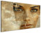 DARO Design® Bilder Groß 84x56 cm XXL Wohnzimmer Deko Moderne Wandbild Foto auf Leinwand Bild Schlafzimmer Room Decor Geschenke Kunstdruck Kunst Modern Frau Gesicht Beige Augen braun Kopf Gesicht