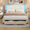 DADEA Bett mit Bettkasten, 160 x 190 cm mit Lattenrost, Erwachsenenbett 160 x 190 cm mit LED und 2 Schubladen, gepolstertes Bett mit Lattenrost, Bettgestell mit gepolstertem Kopfteil, Doppelbett, LED,