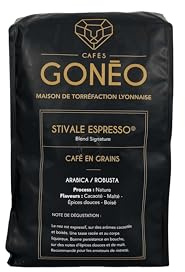 CAFÉS GONÉO - Café En Grains - Stivale Espresso - 75% Arabica & 25% Robusta - Café à l'italienne - Notes Chocolatées & Boisées - Espresso intense - Parfait pour amateurs - 1 kg
