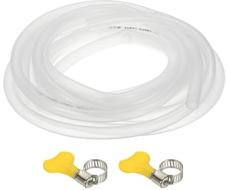 PATIKIL Tubo PVC, 10mm ID x 12mm OD x 5m Tubo Flessibile Trasparente in Plastica con 2 Fascette Stringitubo, Tubi Silicone Gomma per Acquari Industriali Multiuso in Vinile