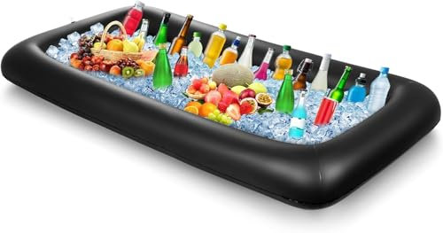 Portabevande Gonfiabile, Vassoi Gonfiabili, Vassoio Galleggiante, portabevande Gonfiabile, sottobicchieri galleggianti, refrigeratore per Bevande per Interni ed Esterni (Nero)