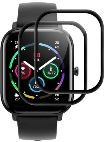 IQShield Verre Trempé pour Amazfit GTS 4 mini, Haut Définition Protection écran, Vitre Protection de Anti Rayures, 3D Couverture Complète, Sensible au Toucher, Sans Bulless, 2 Pièces