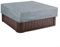 Besttoolifes Copertura quadrata per vasca idromassaggio, per esterni, impermeabile, antipolvere, per piscina, spa, con design a corda da tirare, 220 x 220 x 30 cm, tessuto rivestito in argento