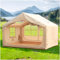 Tienda de campaña hinchable con apertura de chimenea Casa de campaña para 4-6 personas con ventanas de malla Tienda de campaña hinchable de algodón impermeable con bomba de mano para camping