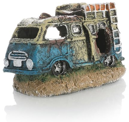 Mixxiula Aquarium Deko Ornamente Versteck Höhle ​Resin Ornamente ​​Imitat Autowrack Aquarium ​Landschaftsdekoration für Kleine Garnele Kleine Fisch zum Paaren, Spielen und Ausruhen