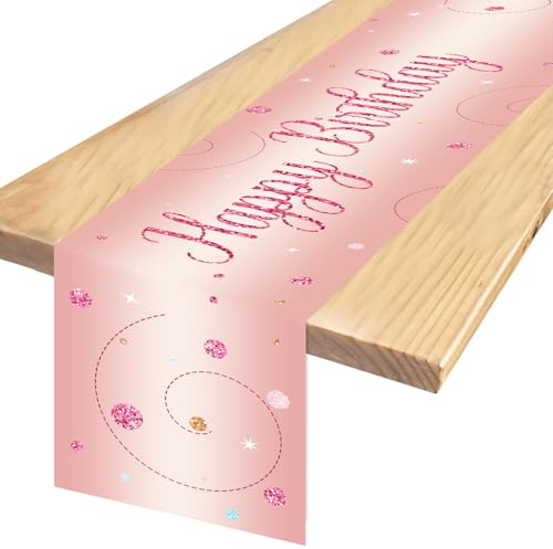 TaimeiMao Tischläufer Geburtstag Rosegold,180 x 35 cm | Table Runner Birthday,geburtstagsdeko,Table Runner Birthday,Decorations Party Dekoration