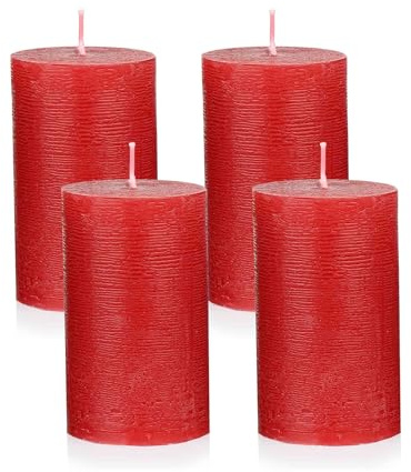 NKlaus Lot de 4 bougies piliers, rustiques, en cire, pour décoration de Noël, couronne de l'Avent et décoration de table, longue durée de combustion