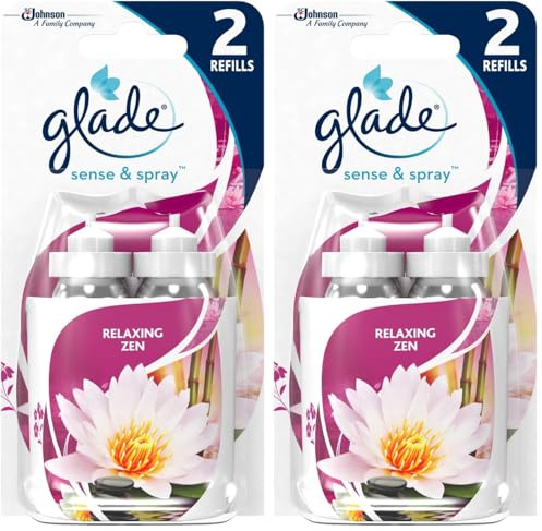 Glade Sense & Spray Air Freshener, Motion Activated Automatic Odour Eliminator for Home, 18 ml Refill, Relaxing Zen, 2 Refills (Pack of 2)