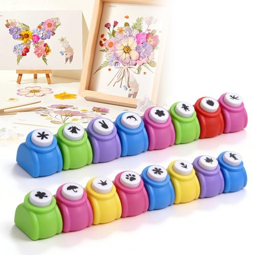 BAIFULAI 16 Stück Papierstanzer, Mini Motivstanzer Stanzer, stabiler Ausstanzer für Papier zum Basteln Stanzer rund, für DIY Scrapbook Fotoalbum Handwerk Einladungen