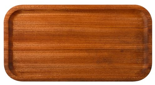 Wellrun Wooden Vanity Tray,Vintage Tea Trays,Multipurpose Rectangular Tray for Makeup,Jewelry,Perfume,Soap,Keys,Countertop Organizer(25x13x1.5cm)