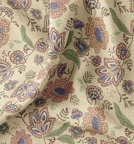 Halbpanama Stoff Meterware bedruckt - robuster Taschenstoff Blumen - schwerer Baumwollstoff Retro - stabiler Dekostoff - BW Panama *Ab 50 cm, Farbe: 005 Blumen orientalisch
