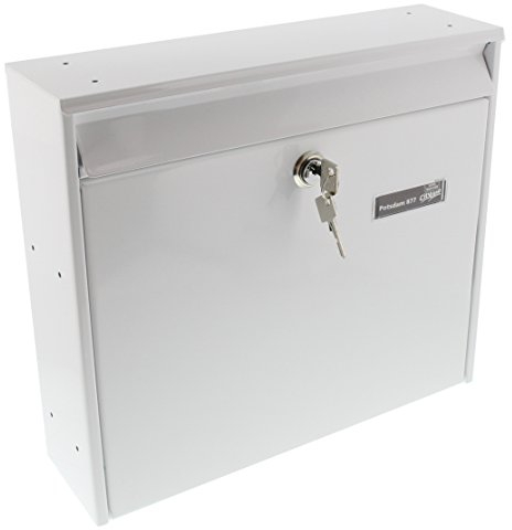 BURG-WÄCHTER Anlagen-Briefkasten ohne Zeitungsfach mit Namensschild, mit Öffnungsstopp, Verzinkter Stahl, Einwurf-Format DIN C4, 2 Schlüssel, POTSDAM 877 W gelocht, Weiß (ähnlich RAL 9016)