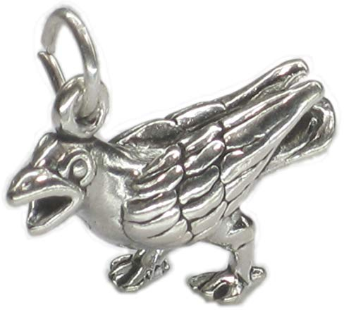 Raven Crow Bird Sterling Silber Charm .925 x 1 Raben und Krähen Charms