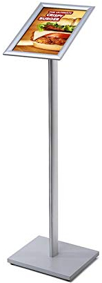 PREMIUM Infoständer A4 | Menuboard Alu mit Klapprahmen DIN A4 | im Hoch- & Querformat nutzbar | edles Standprofil + Bodenplatte | Plakatständer Werbeständer Bodenaufsteller Prospektständer