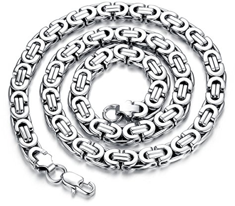 JewelryWe Königskette Halskette Herren Kette: Silber Edelstahl herrschsüchtige raue schwere Kette Biker Halskette Ohne Anhänger Breite 9mm Länge 57cm Punk Rock Hip Hop Schmuck Geschenk für Männer