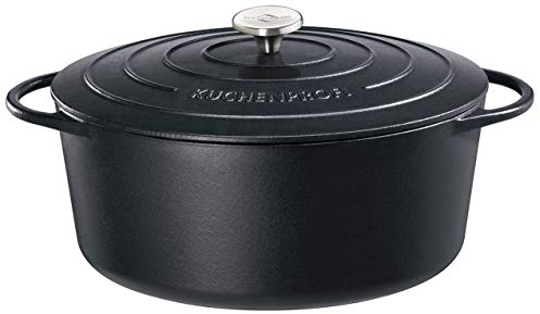 Küchenprofi Gusseisen Bräter mit Deckel, schwarz, 31 cm, Schmortopf, Auflaufform, Dutch Oven, Brotbacktopf, emailliert, für alle Herdarten und Induktion geeignet, zum Schmoren, Backen und Braten