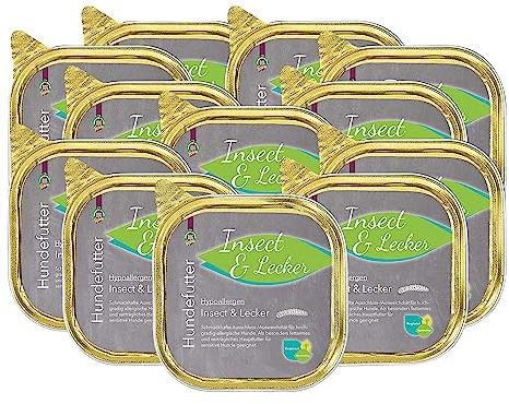 Schecker Hypoallergen Insect & Lecker 12 x 200 g besonders fettarmes und verträgliches Hauptfutter für Sensitive Hunde geeignet Nassfutter Hundefutter