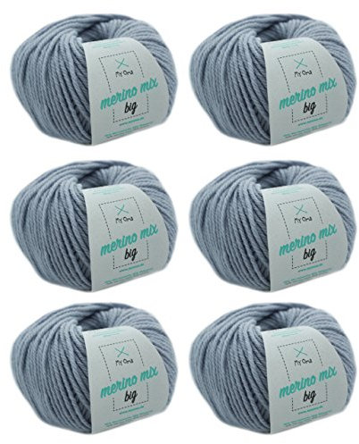 Merinowolle - Merinowolle eisblau (Fb 36277) - 6 Knäuel hellblaue Merinowolle Stricken - dicke Wolle + MyOma Label - 50g/75m - Nadelstärke 6-7mm - MyOma Wolle - weiche Wolle - Merino Garn 79€/kg