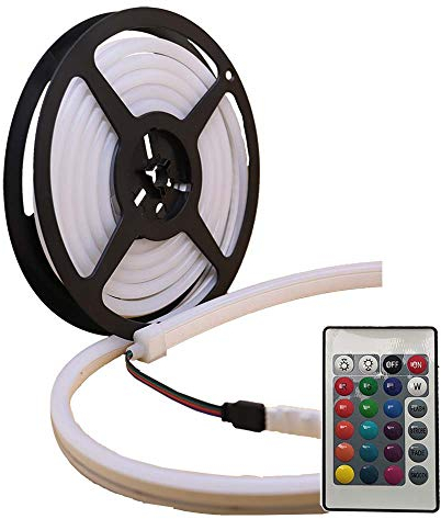 YXHL Neon LED RGB Lichtseil 12V, flexibel/wasserdicht/mehrfarbig/Fernbedienung für Haus/Garten/Architekturdekoration (3 Meter)